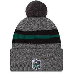 New York Jets New Era 2023 Sideline Sport Cuffed Pom Knit Hat - Gray - NFL