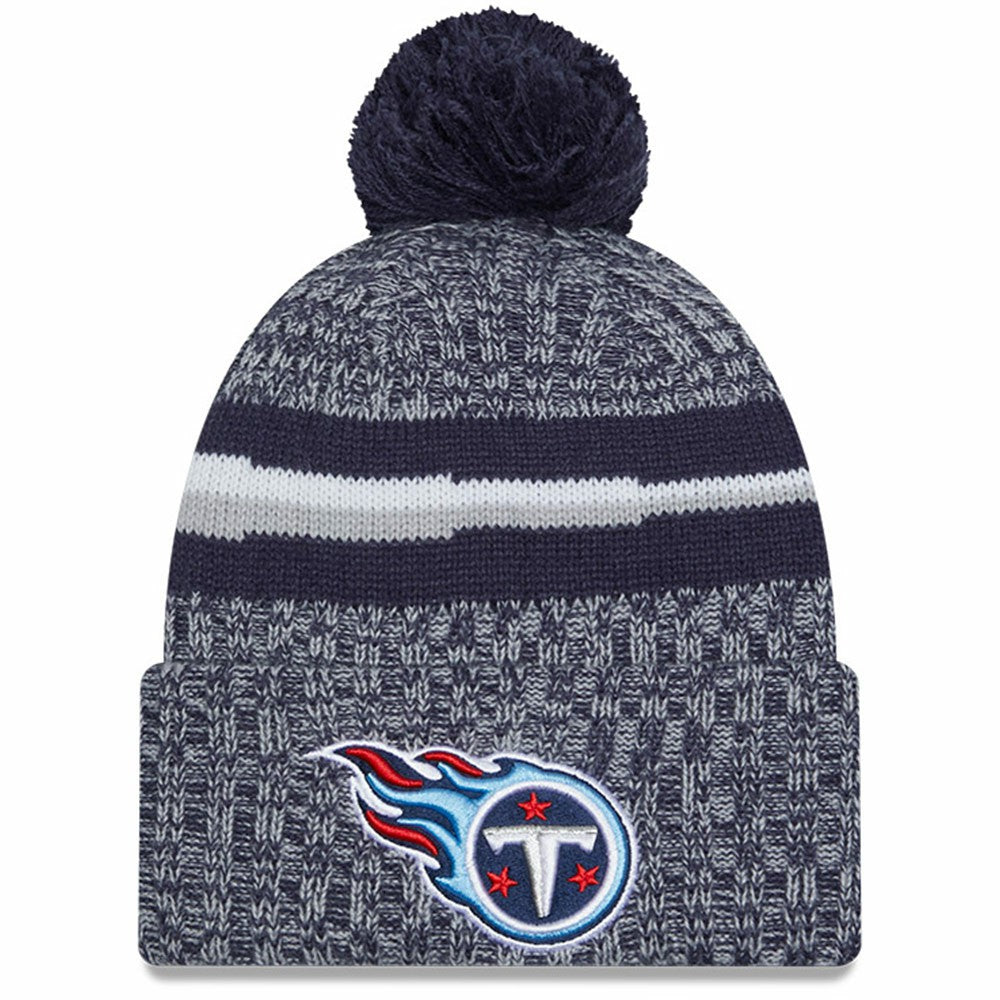 Tennessee Titans New Era Youth 2023 Sideline Cuffed Knit Hat With Pom - Navy - NFL