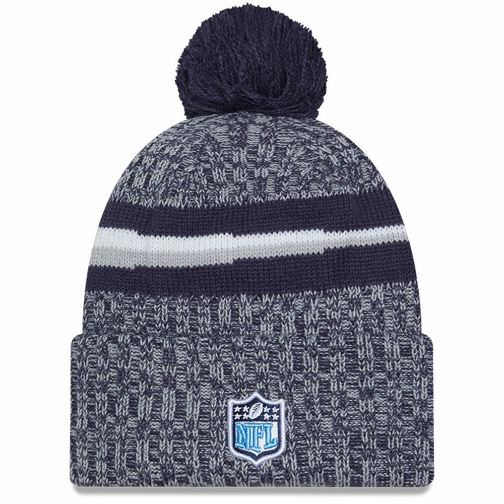 Tennessee Titans New Era Youth 2023 Sideline Cuffed Knit Hat With Pom - Navy - NFL