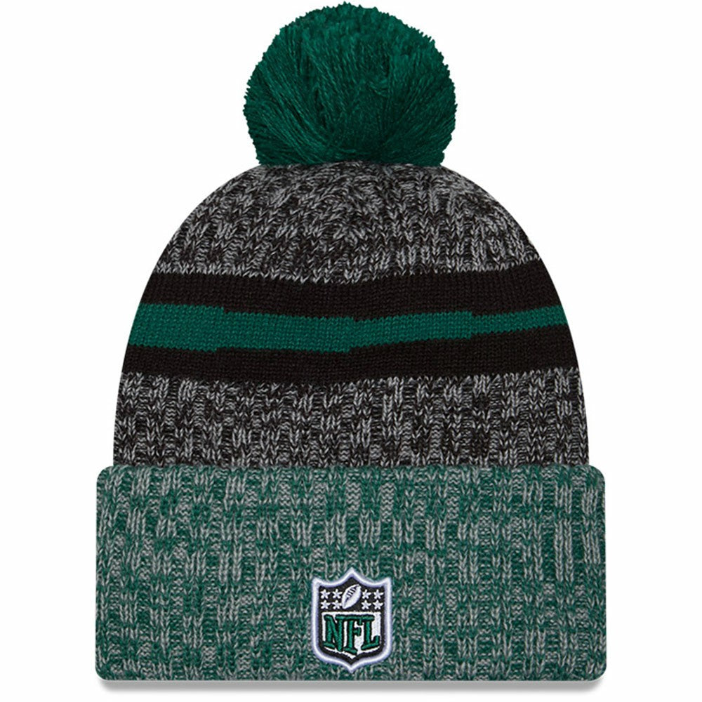 New York Jets New Era 2023 Sideline Sport Cuffed Pom Knit Hat - Black/Green - NFL