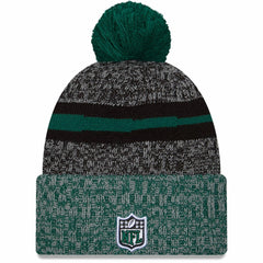 New York Jets New Era 2023 Sideline Sport Cuffed Pom Knit Hat - Black/Green - NFL