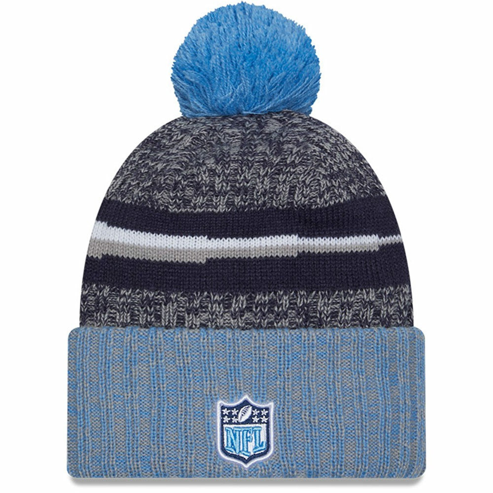 Tennessee Titans New Era 2023 Sideline Sport Cuffed Pom Knit Hat - Navy/Light Blue - NFL