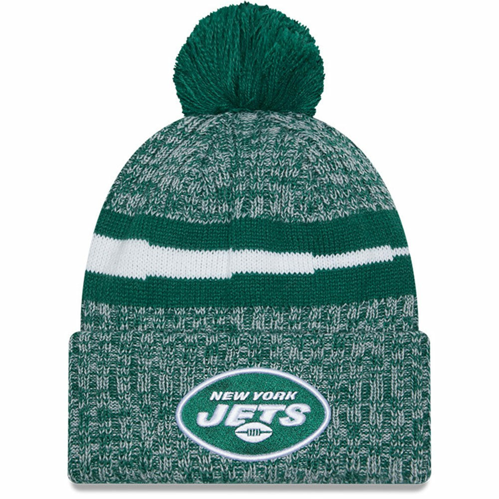 New York Jets New Era 2023 Sideline Cuffed Knit Hat With Pom - Green - NFL