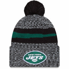 New York Jets New Era 2023 Sideline Cuffed Knit Hat With Pom - Black - NFL