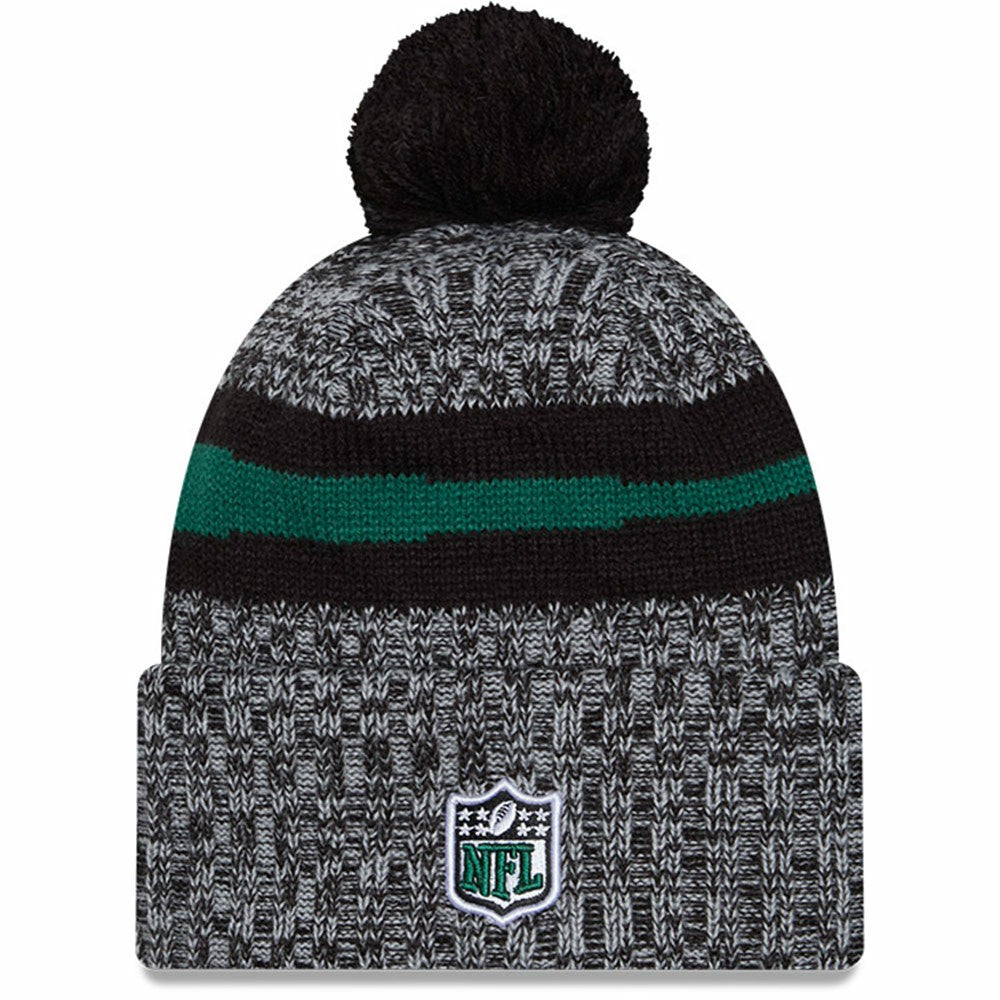 New York Jets New Era 2023 Sideline Cuffed Knit Hat With Pom - Black - NFL