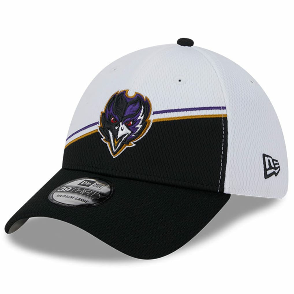 Baltimore Ravens New Era 2023 Sideline 39THIRTY Flex Hat - White/Black - NFL