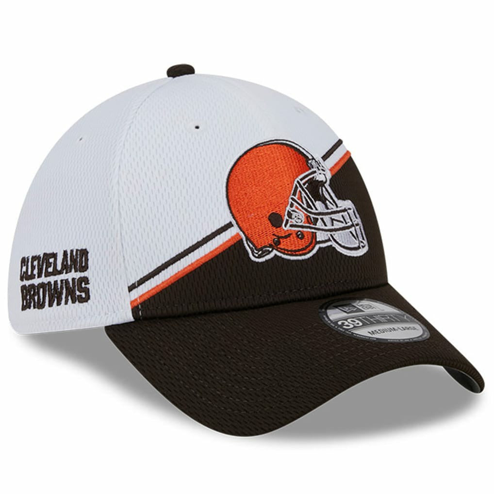 Cleveland Browns New Era 2023 Sideline 39THIRTY Flex Hat - White/Brown - NFL