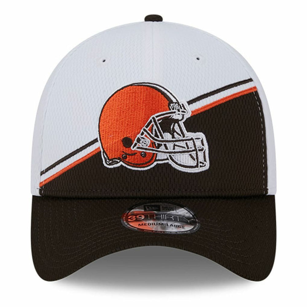 Cleveland Browns New Era 2023 Sideline 39THIRTY Flex Hat - White/Brown - NFL