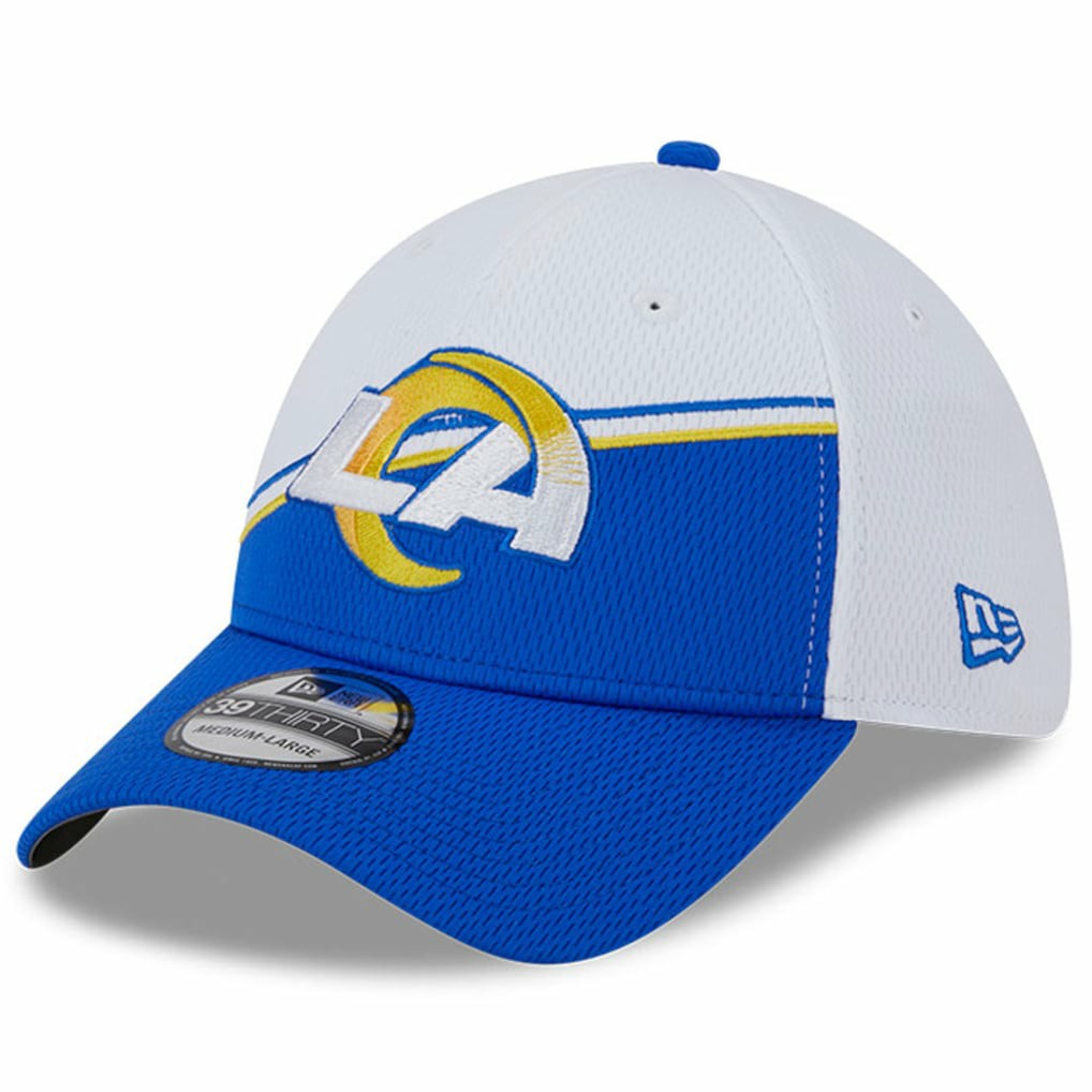 Los Angeles Rams New Era 2023 Sideline 39THIRTY Flex Hat - White/Royal - NFL