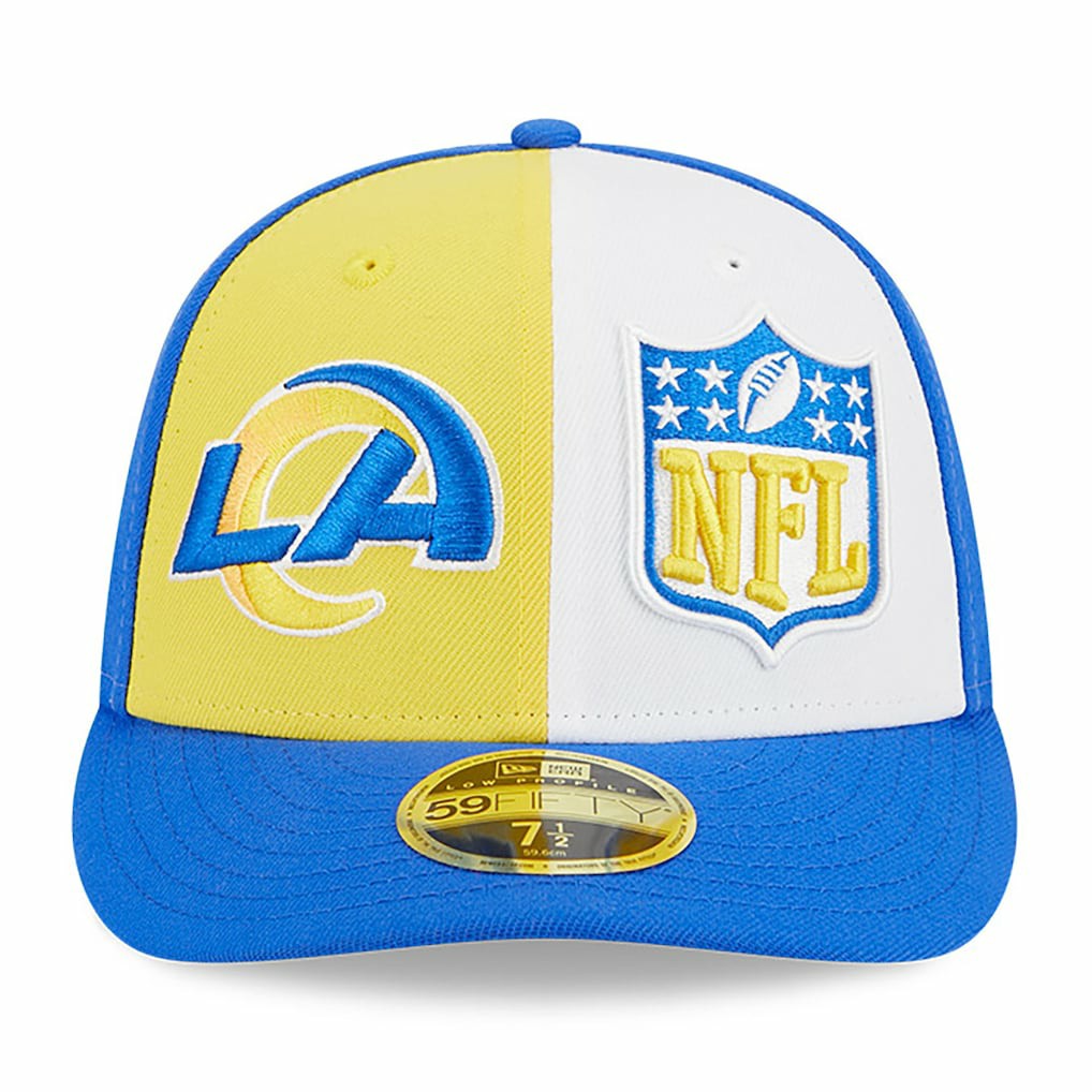 Los Angeles Rams New Era 2023 Sideline Low Profile 59FIFTY Fitted Hat - Yellow/Royal - NFL