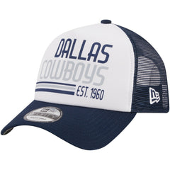Dallas Cowboys New Era Stacked A-Frame Trucker 9FORTY Adjustable Hat - White/Navy - NFL