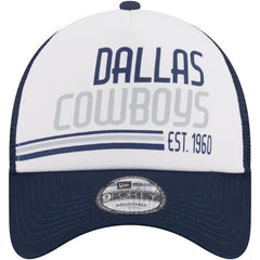 Dallas Cowboys New Era Stacked A-Frame Trucker 9FORTY Adjustable Hat - White/Navy - NFL