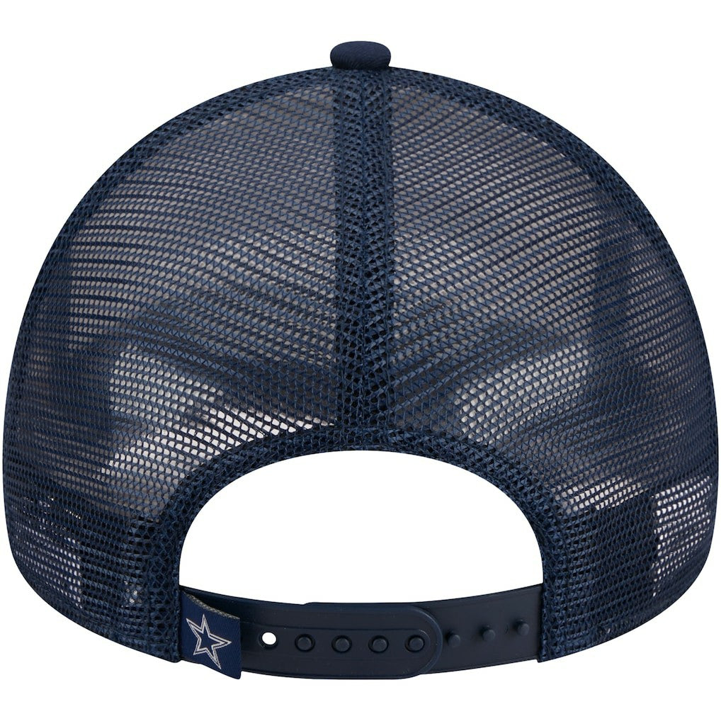 Dallas Cowboys New Era Stacked A-Frame Trucker 9FORTY Adjustable Hat - White/Navy - NFL