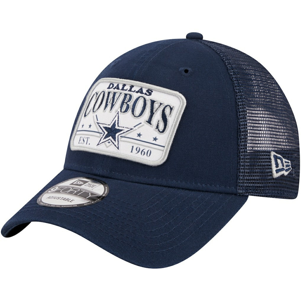 Dallas Cowboys New Era Plate 9FORTY Trucker Adjustable Hat - Navy - NFL