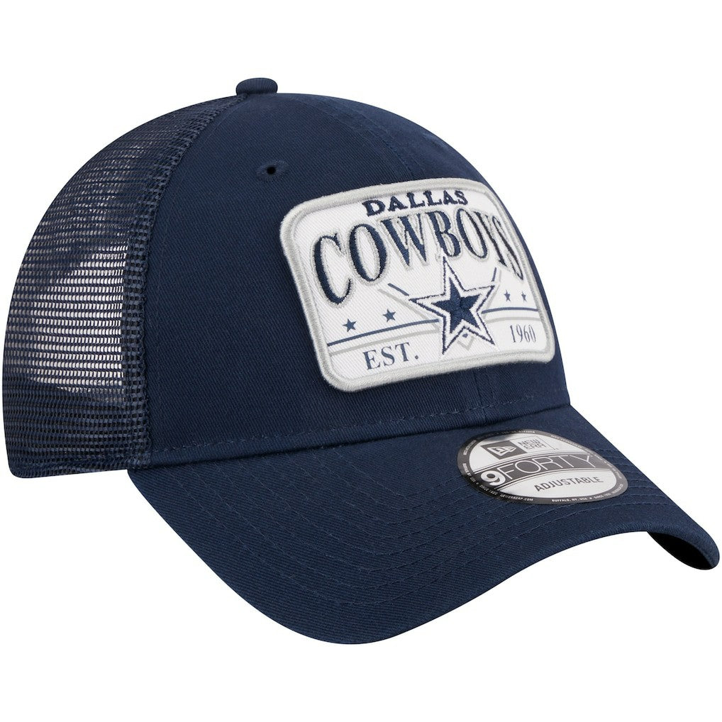 Dallas Cowboys New Era Plate 9FORTY Trucker Adjustable Hat - Navy - NFL