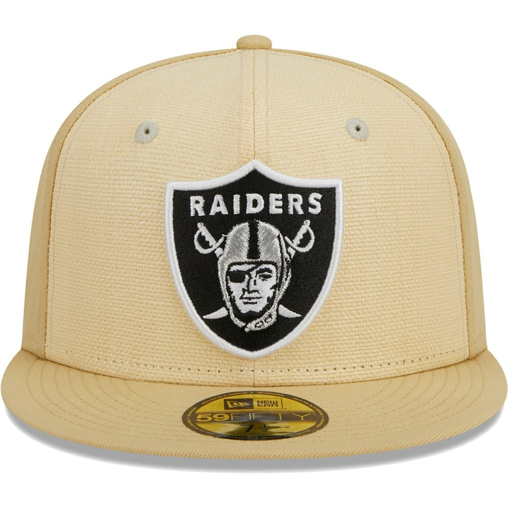 Las Vegas Raiders New Era Raffia Front 59FIFTY Fitted Hat - Khaki - NFL