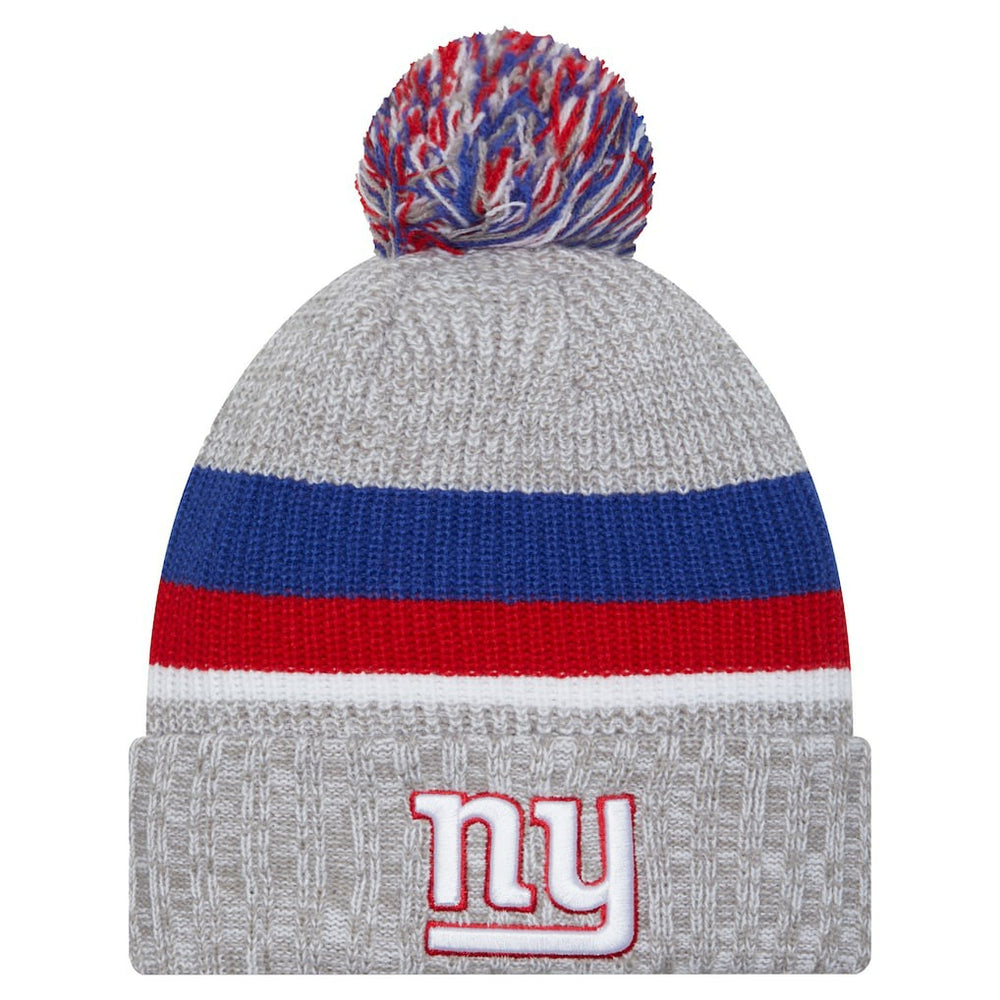 New York Giants New Era Youth Cuffed Knit Hat with Pom - Heather Gray - NFL