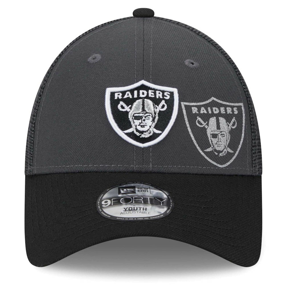 Las Vegas Raiders New Era Preschool Reflect 9FORTY Adjustable Hat - Graphite/Black - NFL