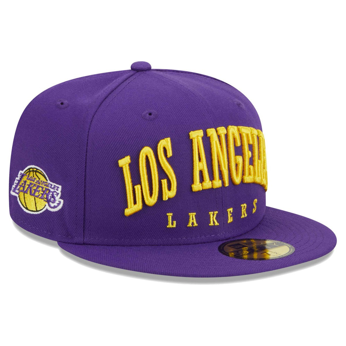 New Era Los Angeles Lakers Big Arch Text 59FIFTY Fitted Hat Purple