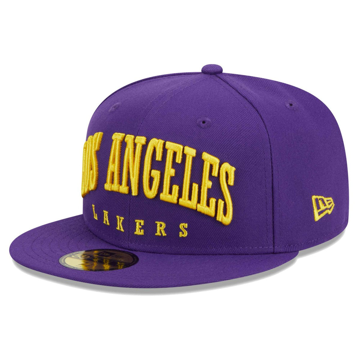 New Era Los Angeles Lakers Big Arch Text 59FIFTY Fitted Hat Purple