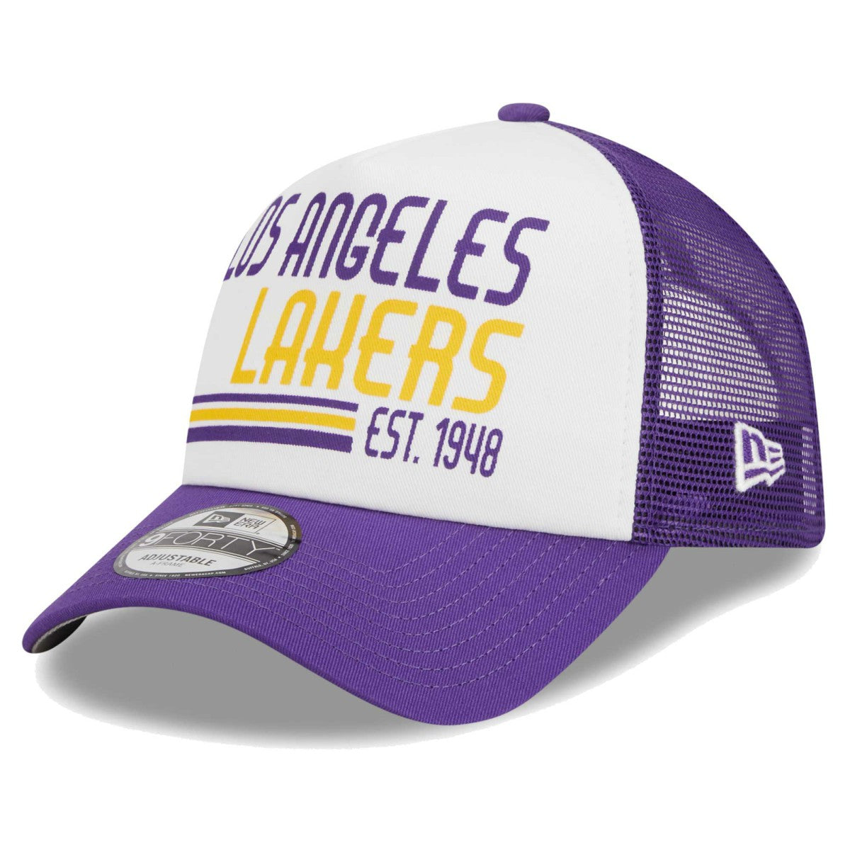 New Era Los Angeles Lakers Lift Pass Foam Front Trucker 9FORTY Adjustable Hat White