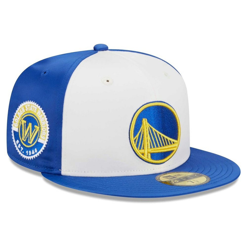 New Era Golden State Warriors Throwback Satin 59FIFTY Fitted Hat White