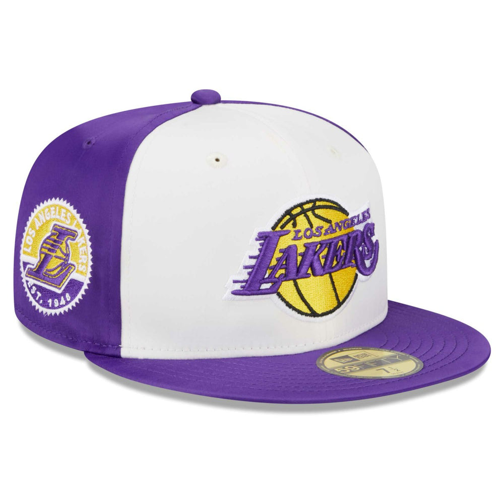 New Era Los Angeles Lakers Throwback Satin 59FIFTY Fitted Hat White