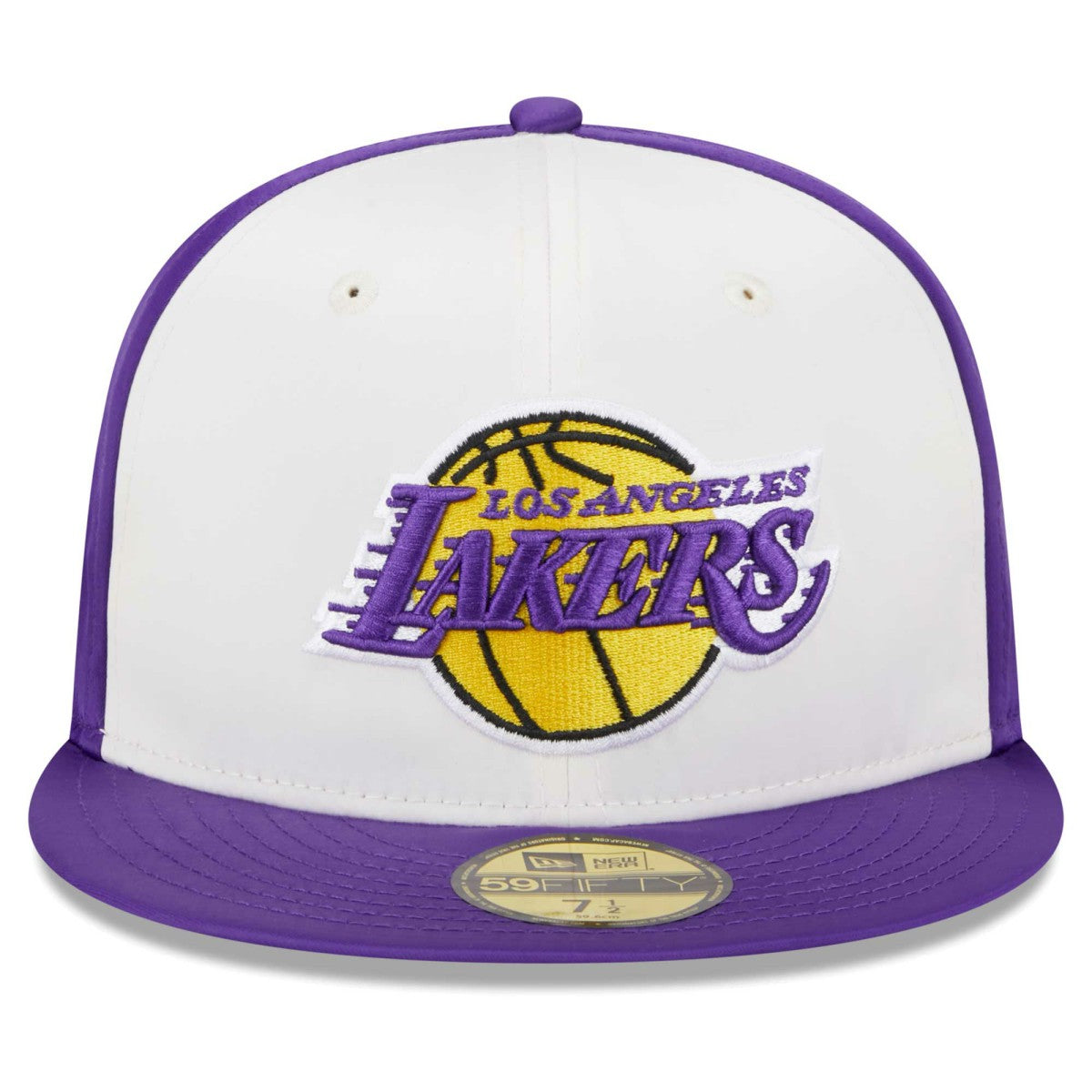 New Era Los Angeles Lakers Throwback Satin 59FIFTY Fitted Hat White