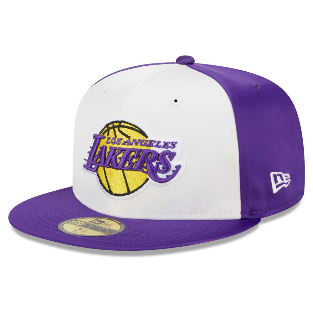 New Era Los Angeles Lakers Throwback Satin 59FIFTY Fitted Hat White