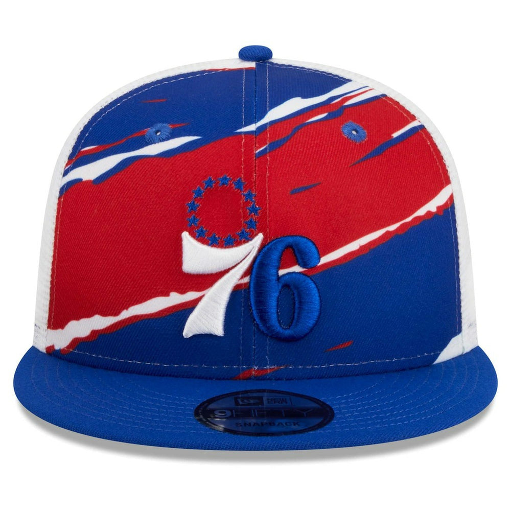 New Era Philadelphia 76ers Tear Trucker 9FIFTY Adjustable Hat Royal/White