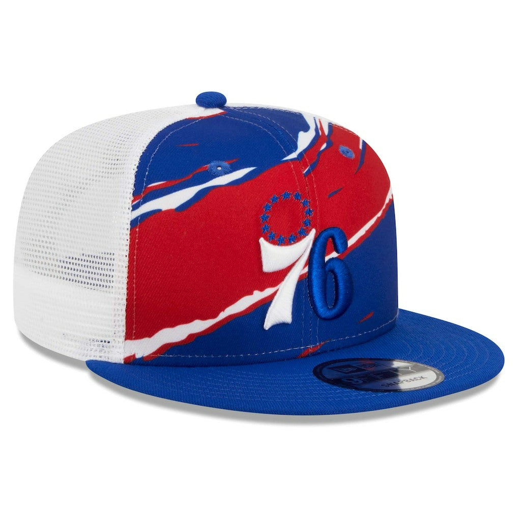 New Era Philadelphia 76ers Tear Trucker 9FIFTY Adjustable Hat Royal/White