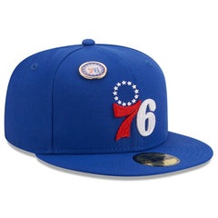 New Era Philadelphia 76ers Chainstitch Logo Pin 59FIFTY Fitted Hat Royal