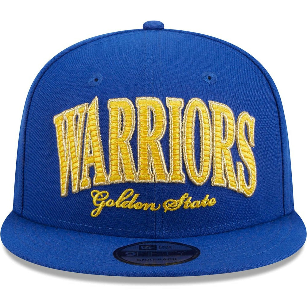 New Era Golden State Warriors Golden Tall Text 9FIFTY Snapback Hat Royal