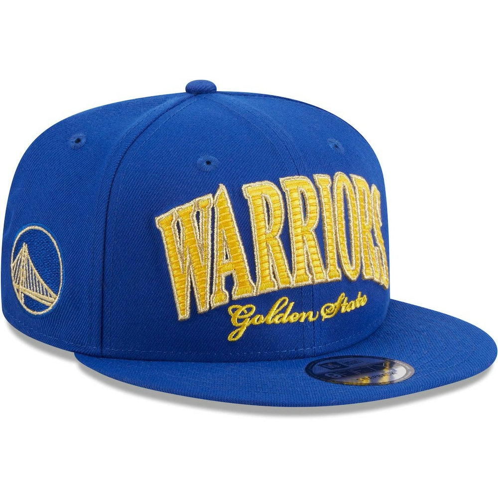 New Era Golden State Warriors Golden Tall Text 9FIFTY Snapback Hat Royal