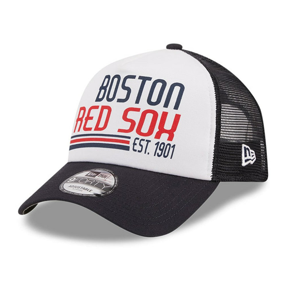 Boston Red Sox New Era Stacked A-Frame Trucker 9FORTY Adjustable Hat Sale
