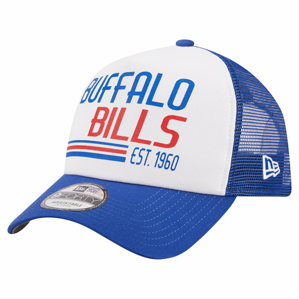 Buffalo Bills New Era Stacked A-Frame Trucker 9FORTY Adjustable Hat - White/Royal - NFL