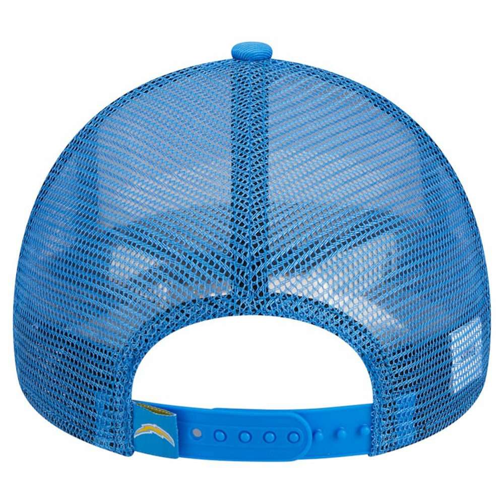Los Angeles Chargers New Era Stacked A-Frame Trucker 9FORTY Adjustable Hat - White/Powder Blue - NFL