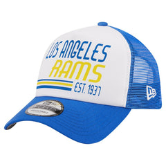 Los Angeles Rams New Era Stacked A-Frame Trucker 9FORTY Adjustable Hat - White/Royal - NFL