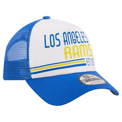 Los Angeles Rams New Era Stacked A-Frame Trucker 9FORTY Adjustable Hat - White/Royal - NFL
