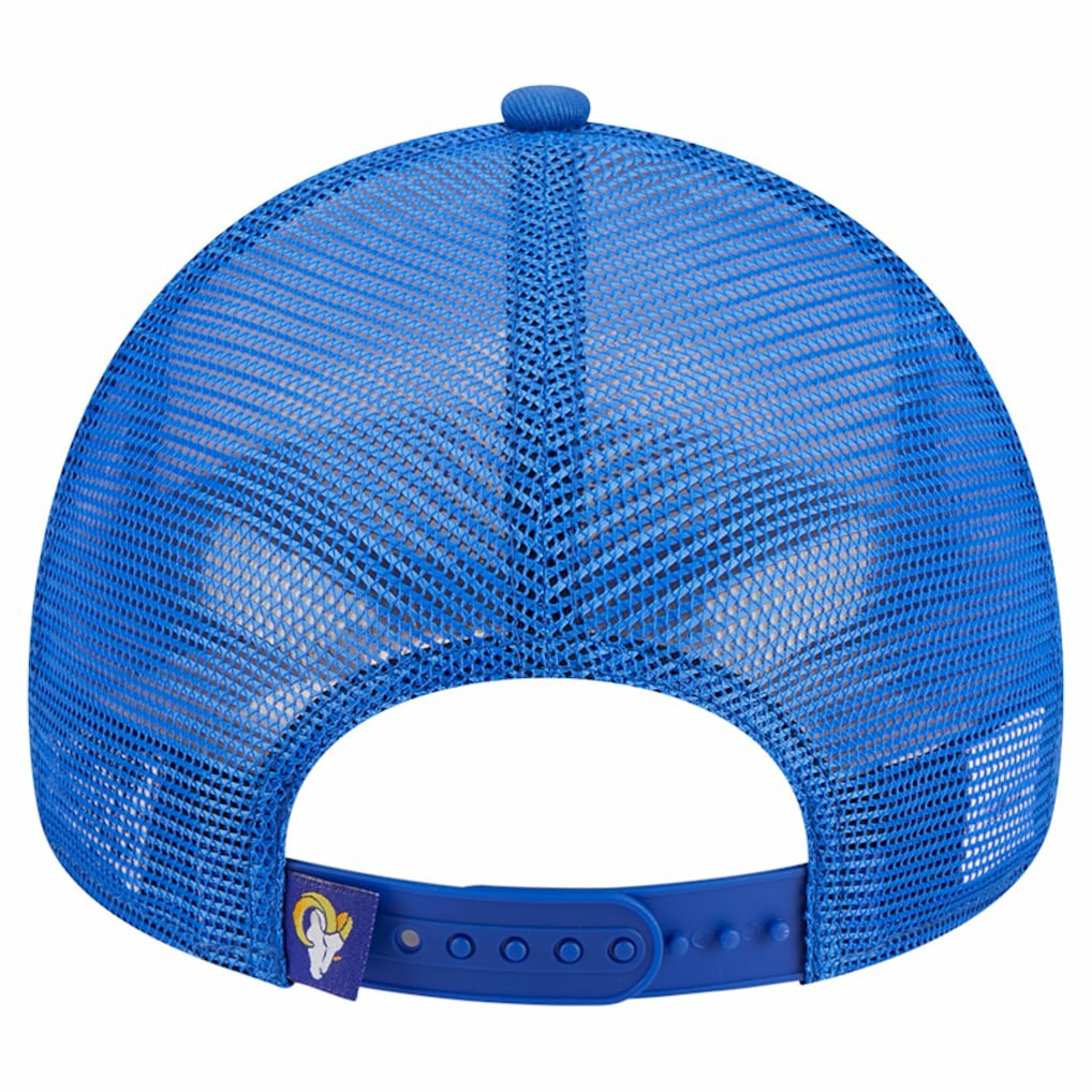 Los Angeles Rams New Era Stacked A-Frame Trucker 9FORTY Adjustable Hat - White/Royal - NFL