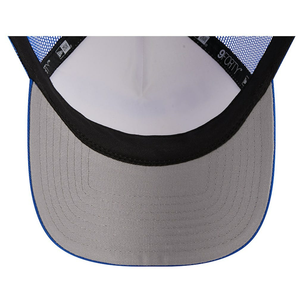 Los Angeles Rams New Era Stacked A-Frame Trucker 9FORTY Adjustable Hat - White/Royal - NFL