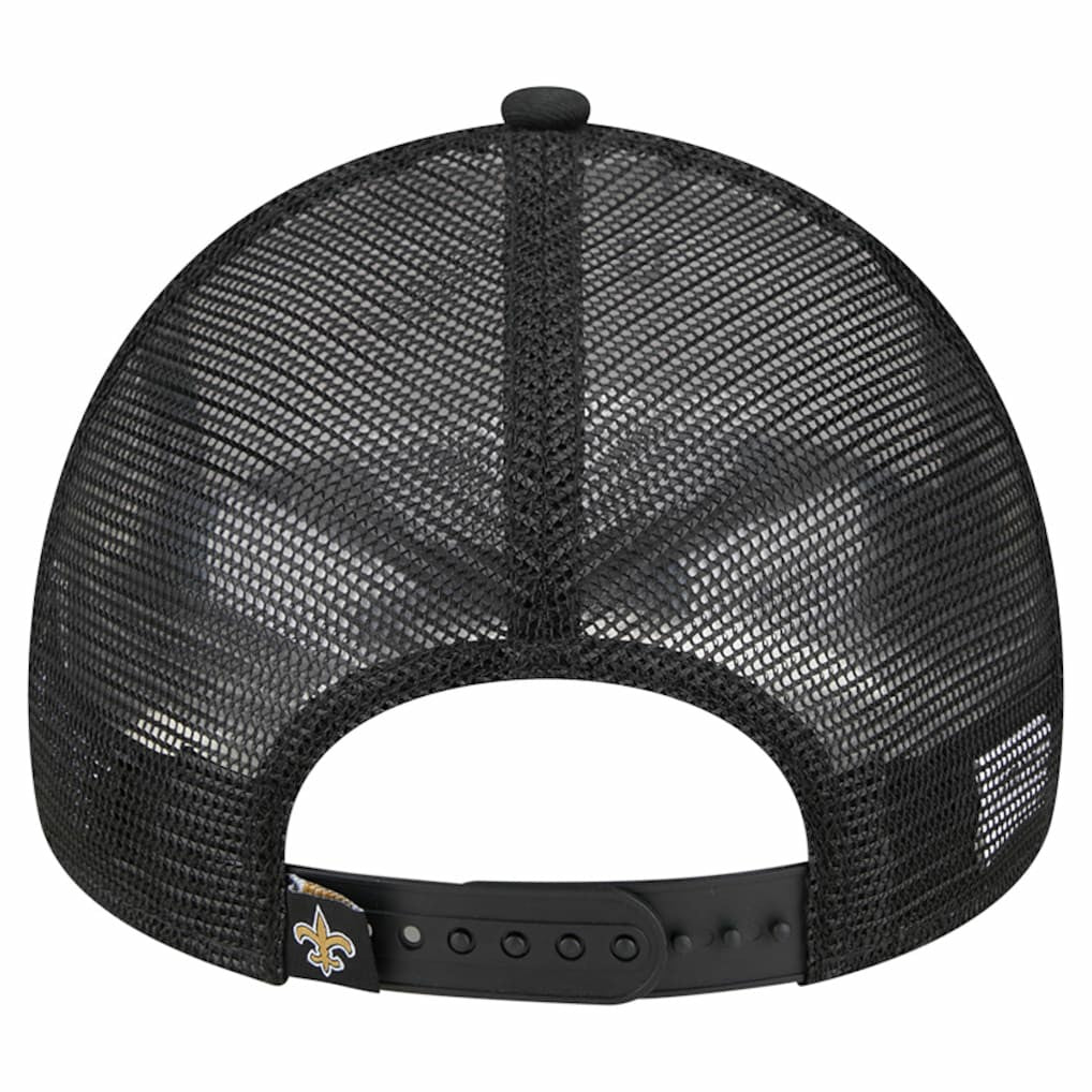 New Orleans Saints New Era Stacked A-Frame Trucker 9FORTY Adjustable Hat - White/Black - NFL