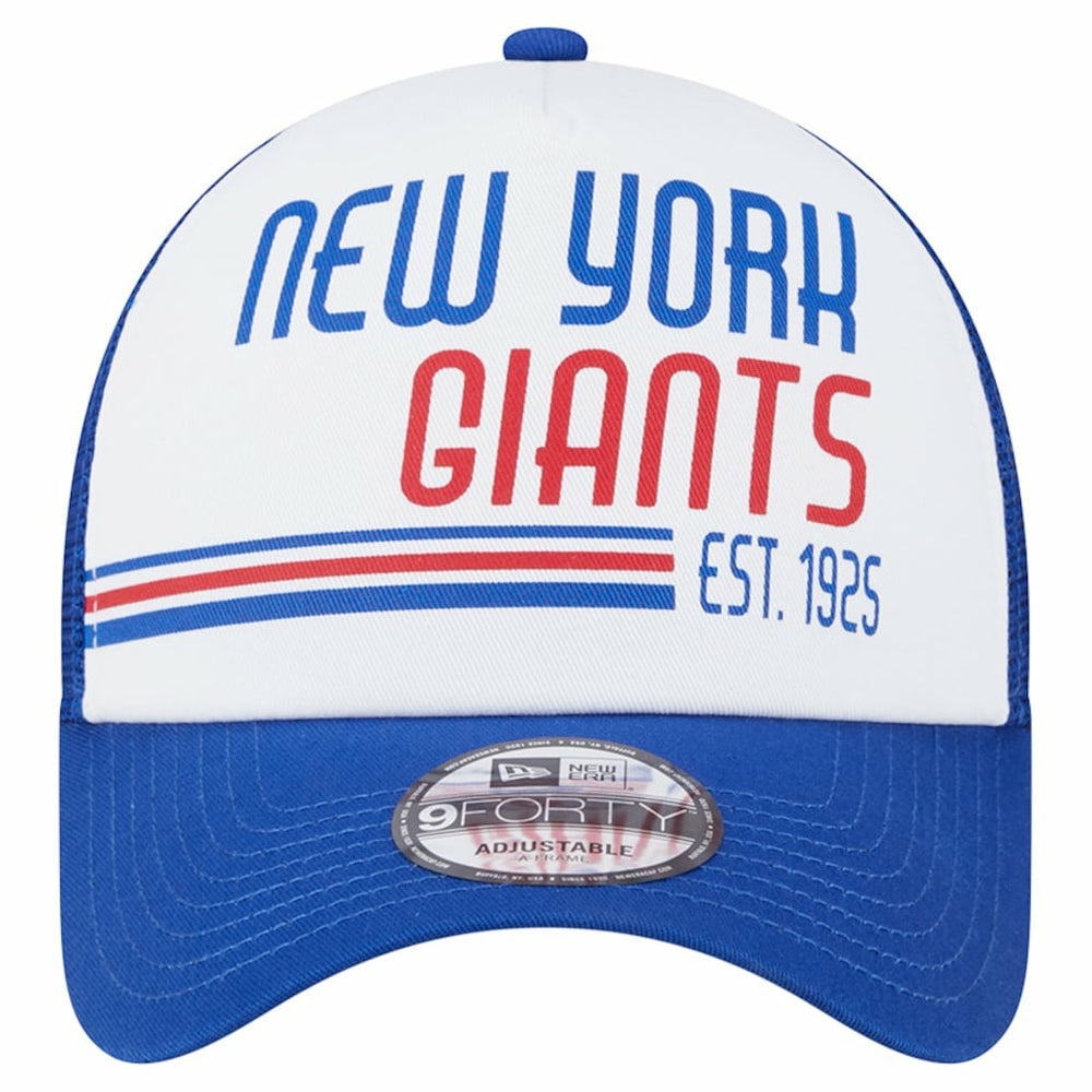 New York Giants New Era Stacked A-Frame Trucker 9FORTY Adjustable Hat - White/Royal - NFL