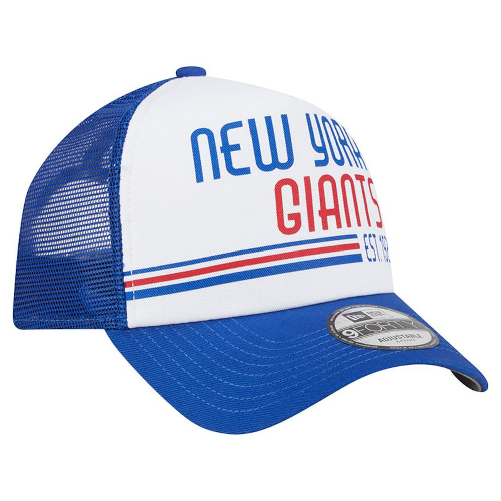 New York Giants New Era Stacked A-Frame Trucker 9FORTY Adjustable Hat - White/Royal - NFL