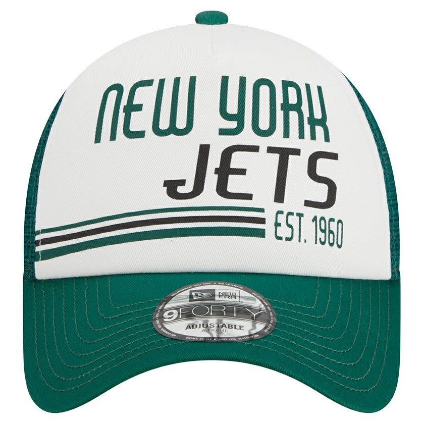 New York Jets New Era Stacked A-Frame Trucker 9FORTY Adjustable Hat - White/Green - NFL