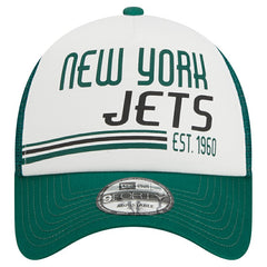 New York Jets New Era Stacked A-Frame Trucker 9FORTY Adjustable Hat - White/Green - NFL