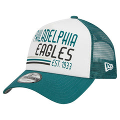 Philadelphia Eagles New Era Stacked A-Frame Trucker 9FORTY Adjustable Hat - White/Midnight Green - NFL