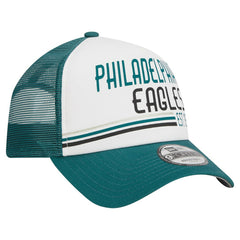 Philadelphia Eagles New Era Stacked A-Frame Trucker 9FORTY Adjustable Hat - White/Midnight Green - NFL