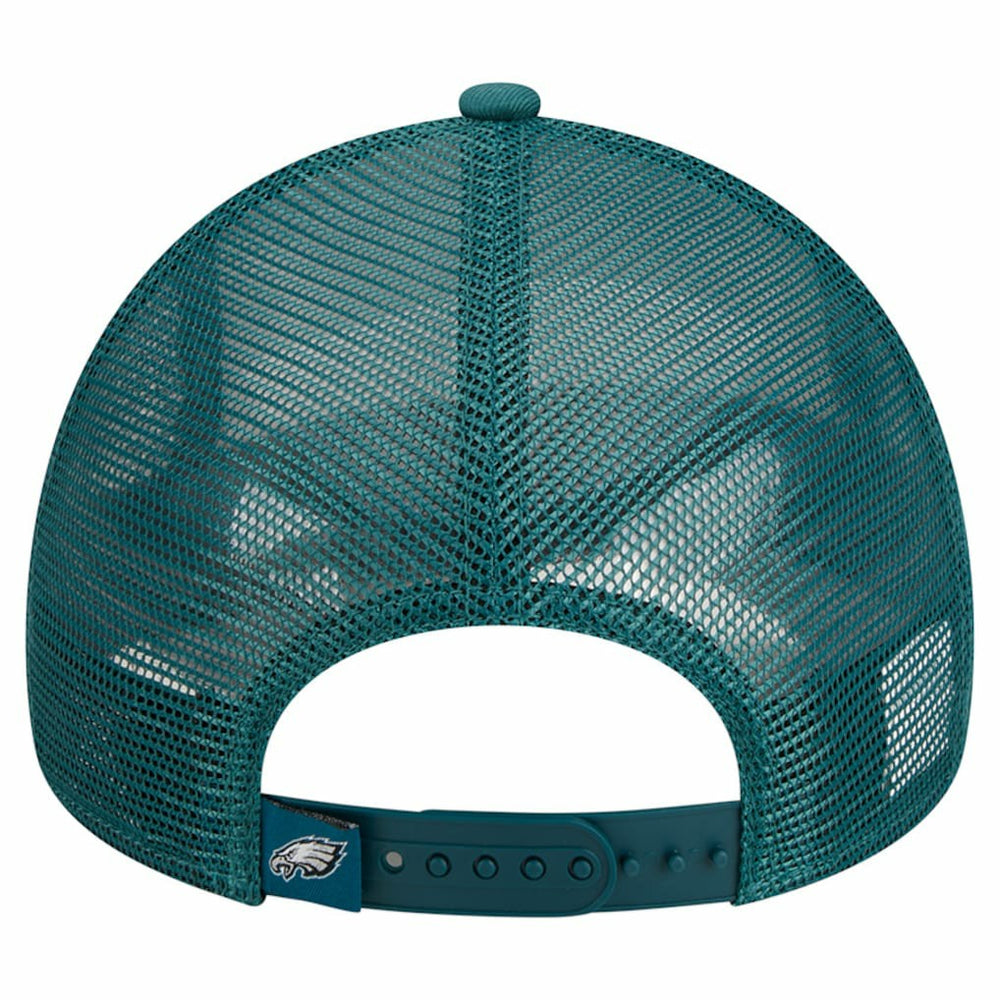 Philadelphia Eagles New Era Stacked A-Frame Trucker 9FORTY Adjustable Hat - White/Midnight Green - NFL