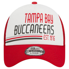 Tampa Bay Buccaneers New Era Stacked A-Frame Trucker 9FORTY Adjustable Hat - White/Red - NFL